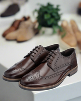John White Mens Brown Stokes Brogue Derby Shoes